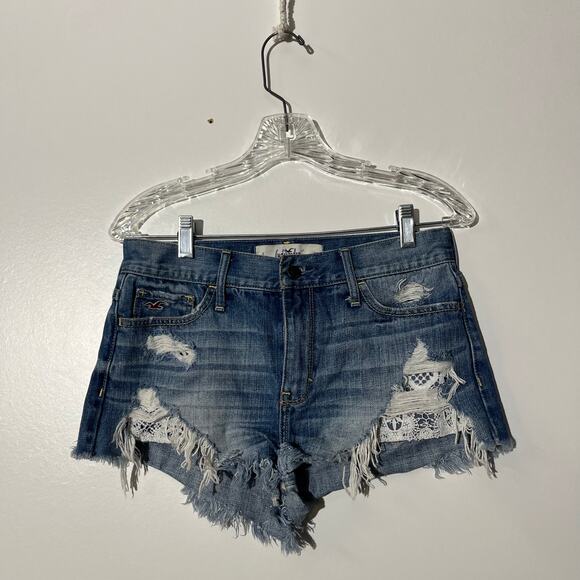 Hollister Pants - HOLLISTER Cut Off Mini Distressed Light Blue Jean Shorts Womans Size 27